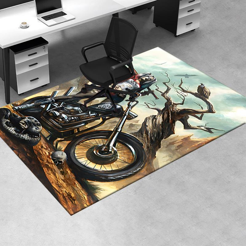 

Harley Quinn Motorcycle Art Print: Bold & Edgy Design for Your Space Office Mat Home Decor Office Desk Chair Rugs Chair Carpet for office Ch 60cm by 90cm