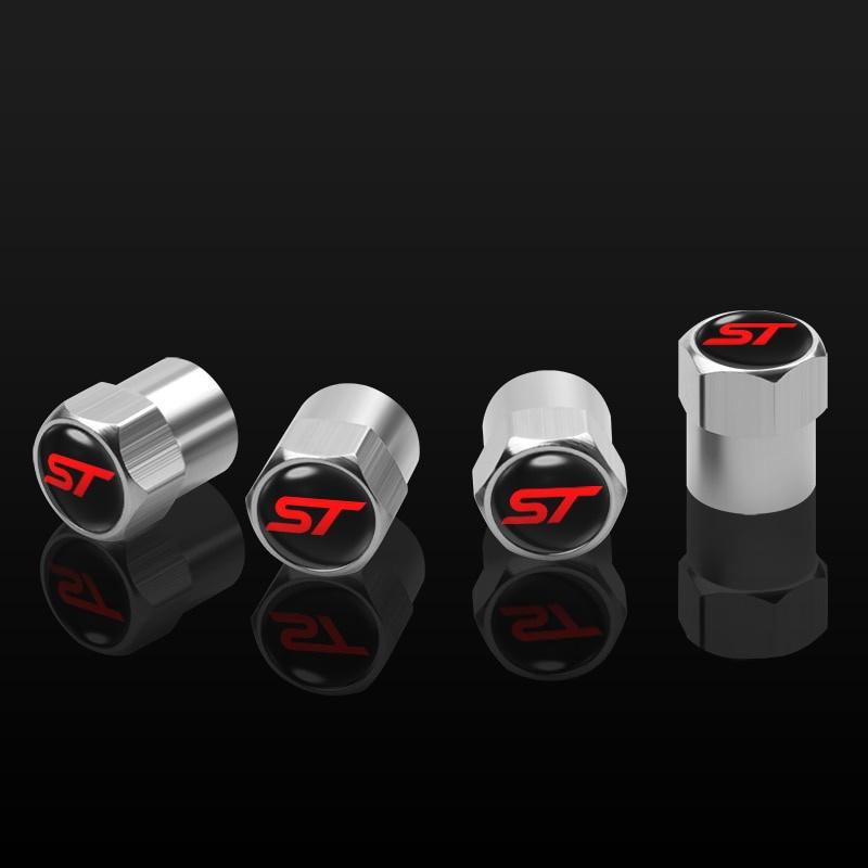 4Pcs Metal Car Wheel Tire Valve Stem Cap Air Valve Dust Cover ST Badge For Fo+rd Focus 2 3 4 MK2 MK3 Fiesta Mondeo Escape Kuga