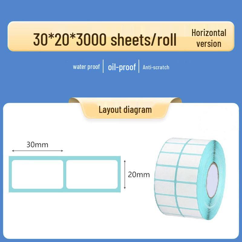 Double Row Thermal Paper Self-Adhesive Labels for QR Code & Barcode Printing, Water/Oil/Heat-Resistant, Free Shipping