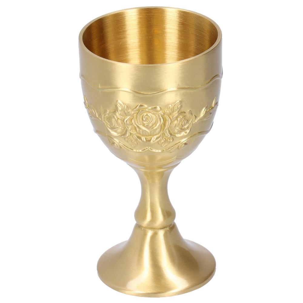 Brass Vintage Chalice Engraved Flower Wine Goblet Goblets & Chalices Small Goblet  Bar Use