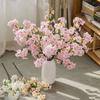 Plastic Artificial Peach Blossom Branch Real Touch Fake Flower Silk Cherry Blossom  Wedding Decor