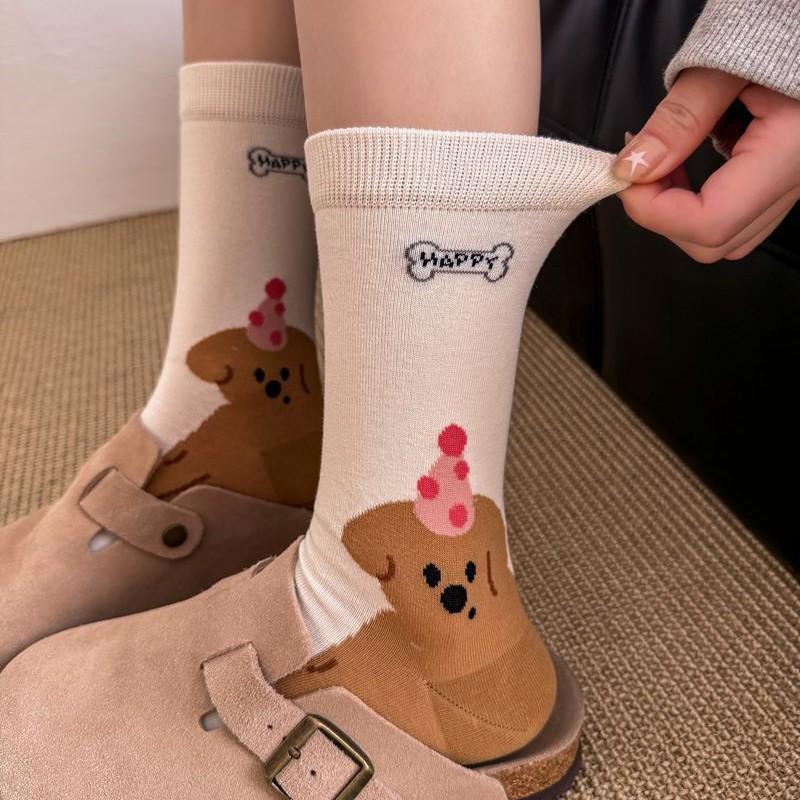 Ladies Spring and Summer Fashion All Kinds of Lovely Boneless Mesh Animal Cotton Tube Socks