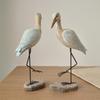 Realistic Sea Bird Figurine Vintage Wooden Carving Statue  Room Decoration