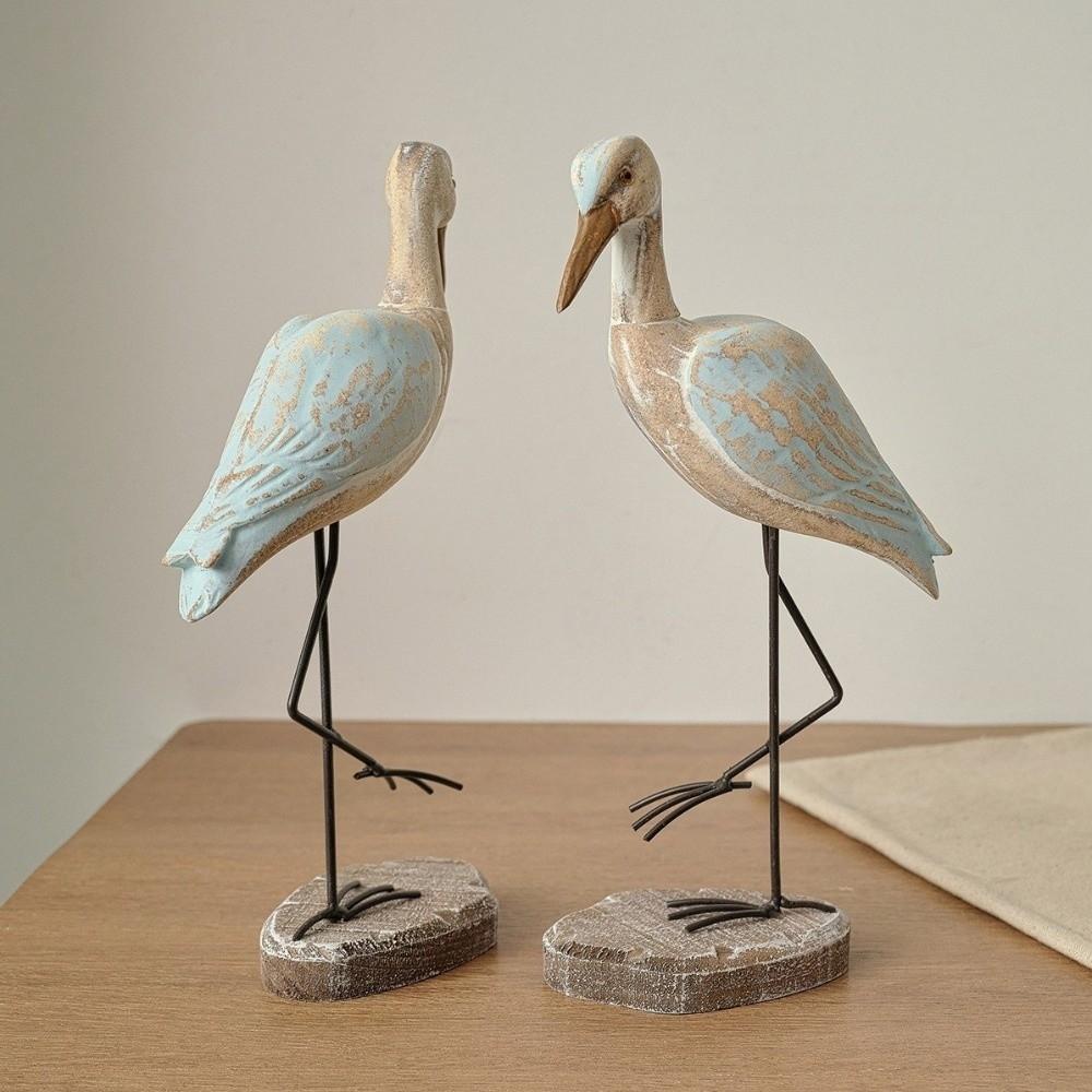 Realistic Sea Bird Figurine Vintage Wooden Carving Statue  Room Decoration
