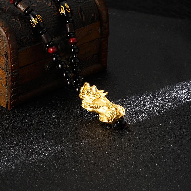 Unisex Vietnamese Pixiu Necklace: Real Copper, Gold-Toned, Brings Good Luck & Fortune, Auspicious Design