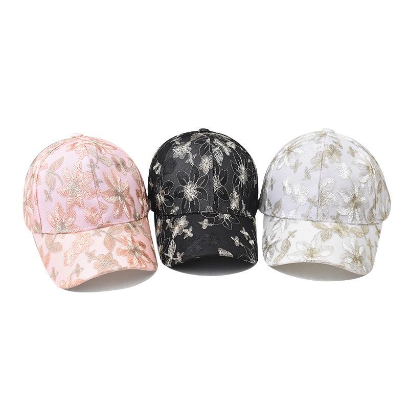 Hat Fashionable Lace Embroidered Flower Baseball Hat Material Cotton