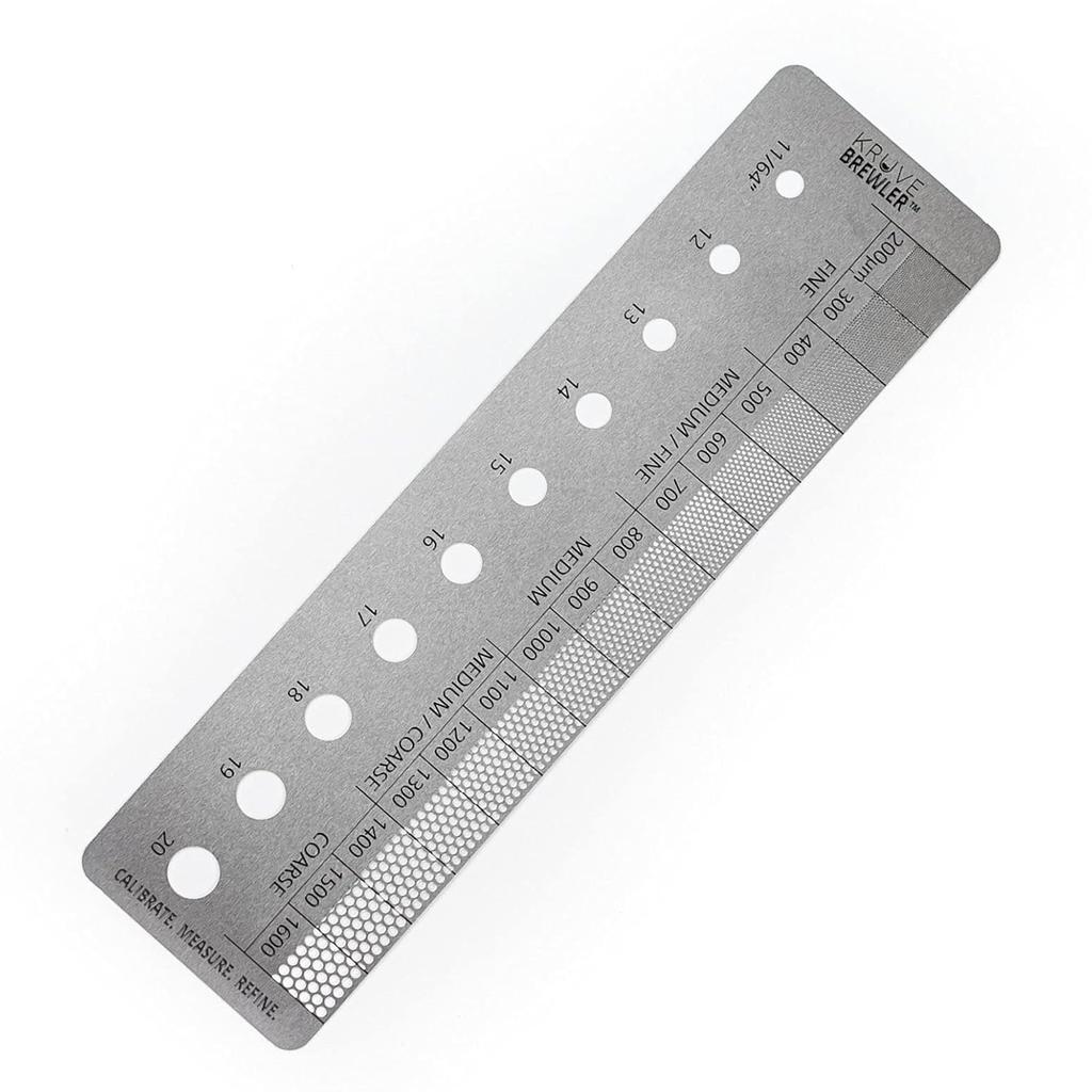 KRUVE Brewler Coffee Grind Ruler - Stainless Steel Coffee Bar Accessories for Home, Coffee Grind Size 200-1600 Microns, Green Bean Grading