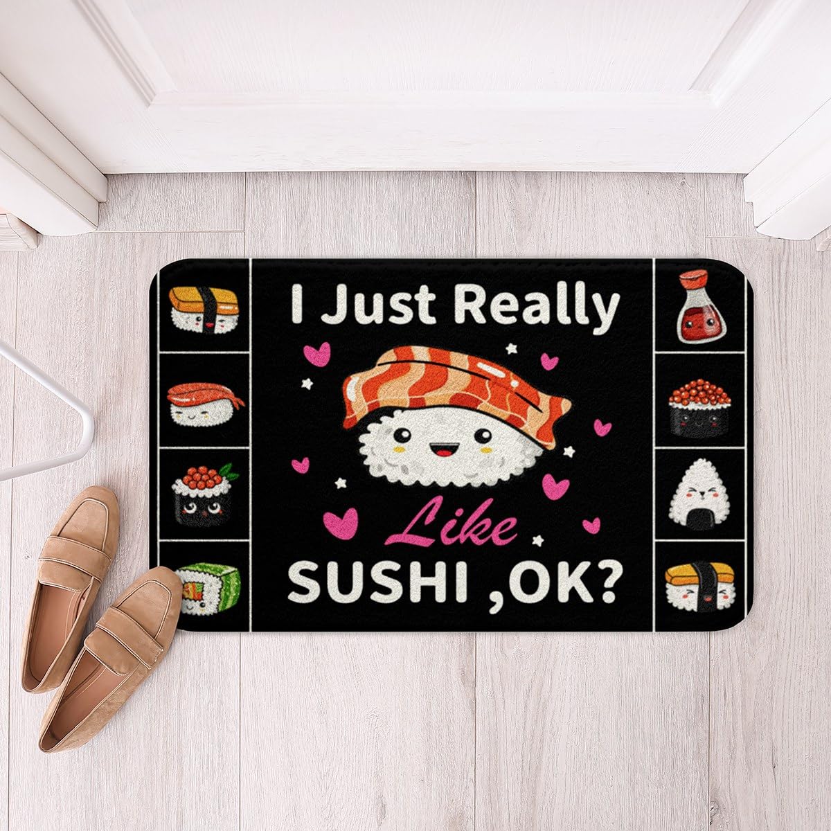 

Cute Sushi Area Rug Kawaii Japanese Food Carpet Non Slip Bathroom Mat Cartoon Sushi Floor Decor 40x60cm