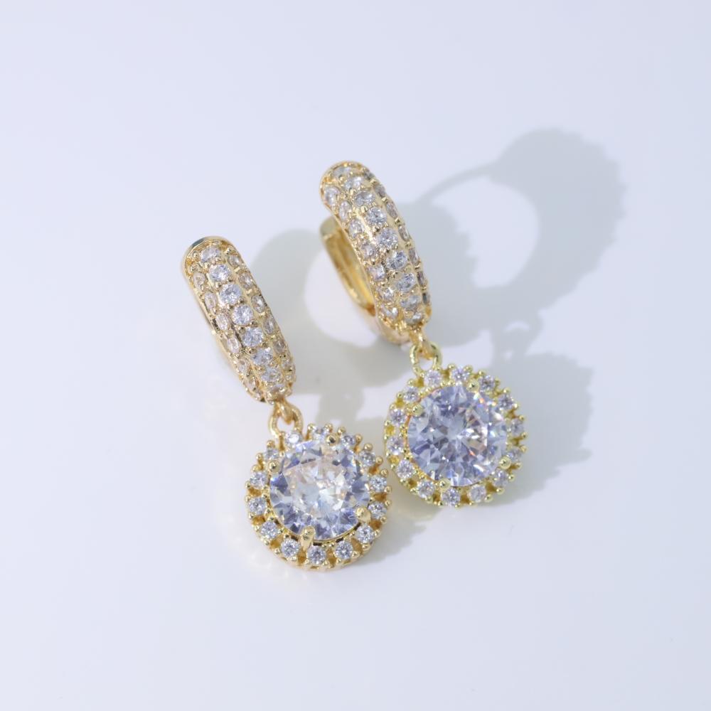 1 Paar einfache runde Hängeohrringe für Damen Zirkonia Ohrring Schmuck Hochzeitsfeier Zubehör