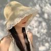 Large Edge Summer Lace Sun Hat Wide Brim Panama Cap French-style Straw Hat  Outdoor Travel