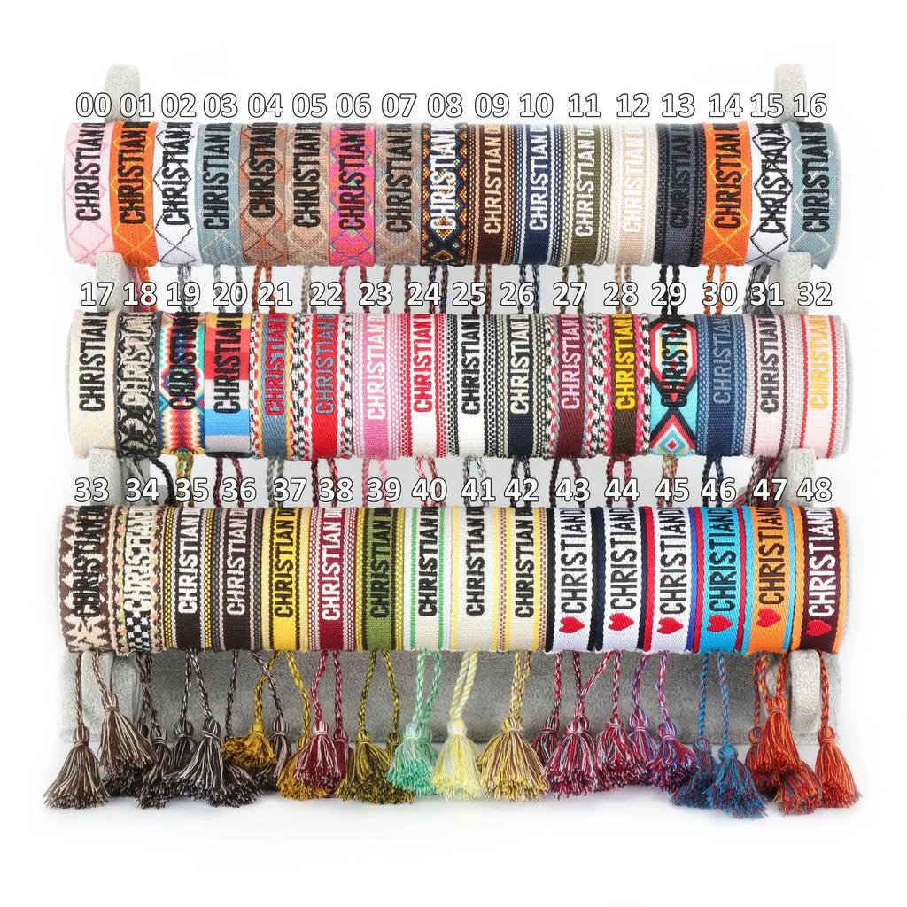 Factory Direct Cross-Border Hand Woven Bracelets Polyester D-Shaped Side White Fringed Ethnic Style Bracelets For Trade