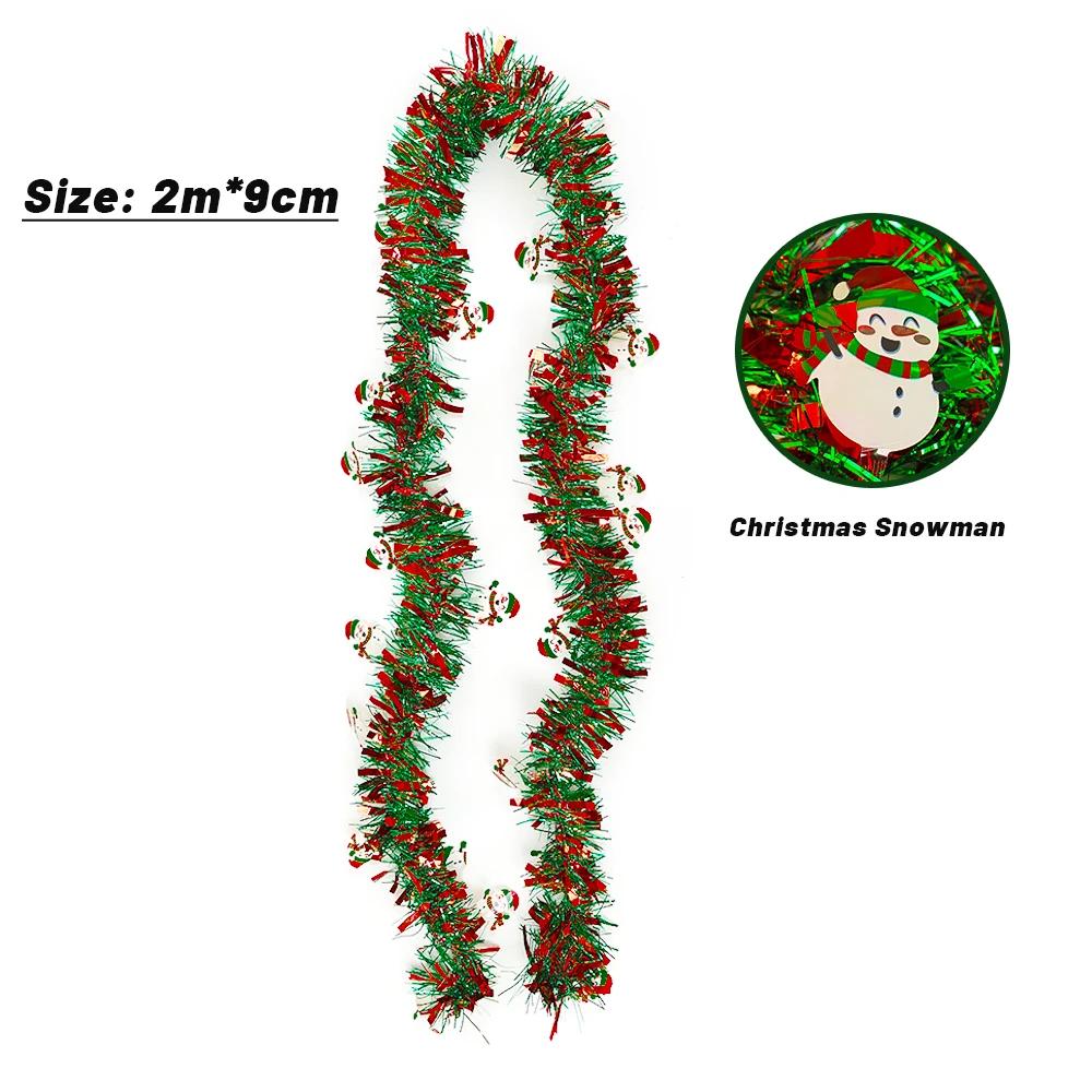 2/20M Christmas Color Ribbons Garland DIY Xmas Tree Wrapping Ribbons Snowman Bear Cane Garland Strips New Year Party Decoration