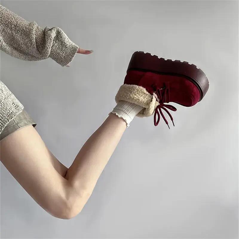 Fashion Vintage Thick-Soled Snow Boots Women's 2025 Winter New Fleece-Lined and Thickened Northeast Warm Cotton Shoes