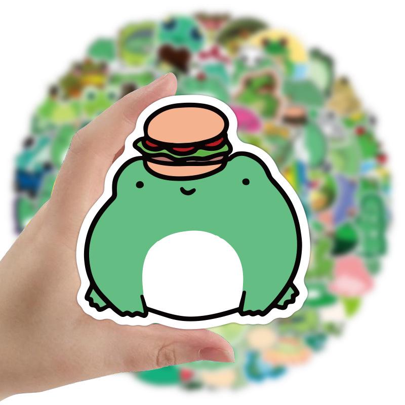 100 Waterproof, Removable Frog Graffiti Stickers for Notebooks, Scooters, and Suitcases