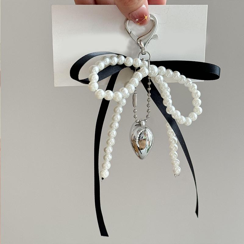 Bag Charm 1Pcs Bag Charm Pendant With Ribbon Pearl Tulip Jewelry For Women Key Chains DIY Decoration