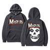 Horror Punk Misfits Totenkopf-Rock-Print Hoodie Herren Fleece Baumwoll-Sweatshirt Herren Damen Gothic Vintage Langarm Oversized Hoodies
