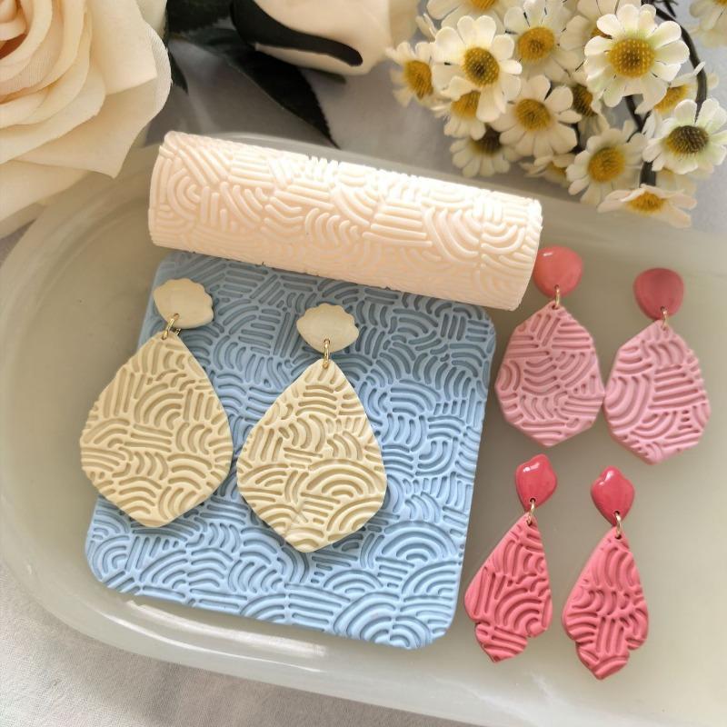 DIY Polymer Clay Texture Roller, Roller for Polymer Clay Earrings Jewelry, Embossing Pottery Texture Rollers for Jewelry Making