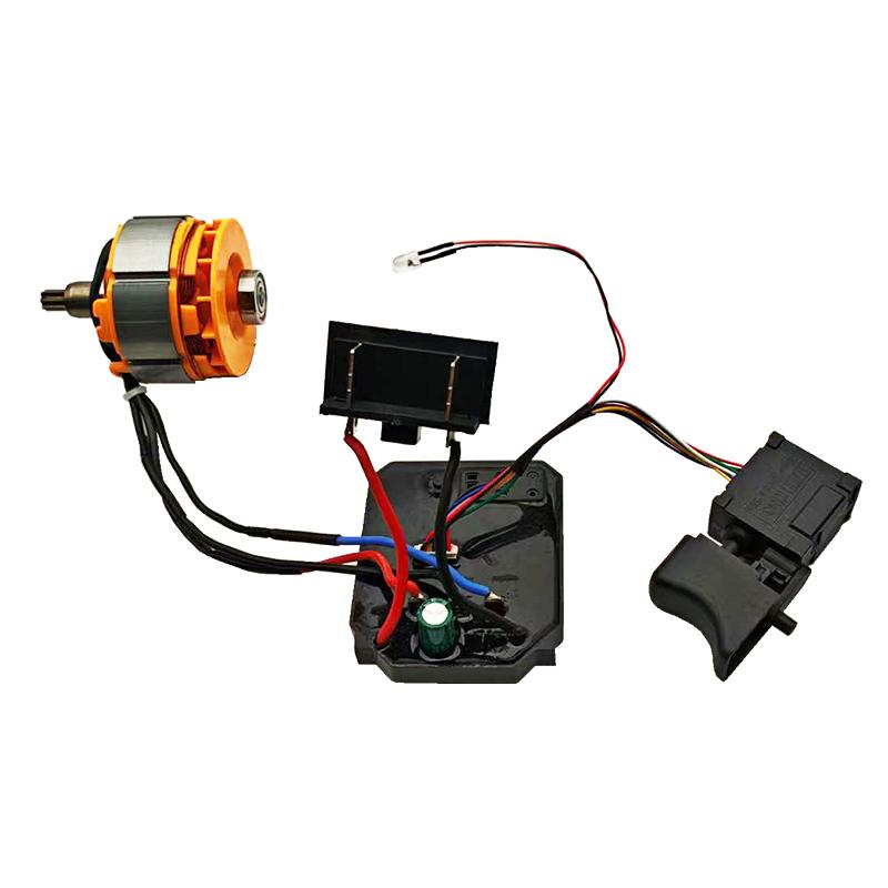 For Dayi Electric Drill - 21V Brushless Motor 7-Teeth Assembly with Switch, Battery LED Sensorless Replacement Parts