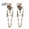 Vintage Metal Texture Skull Earrings 2Pcs Skeleton for Women Gothic Alloy Drop Earrings Hypoallergenic Punk Edgy Statement Jewelry Women Dangle