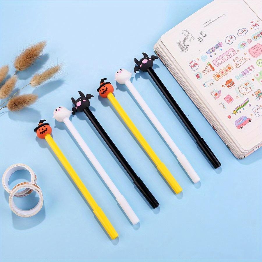 12/ 30 PCS Halloween-Themed Gel Pens 0.5mm Black Various Designs Ghosts Pumpkins Student Essential School Use,Party Gifts,Graduation Back To School