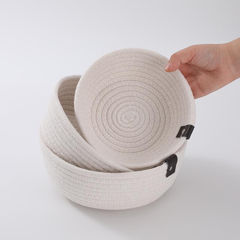 Nordic Cotton Rope Woven Storage Basket - Desktop Organizer for Sundries & Cosmetics