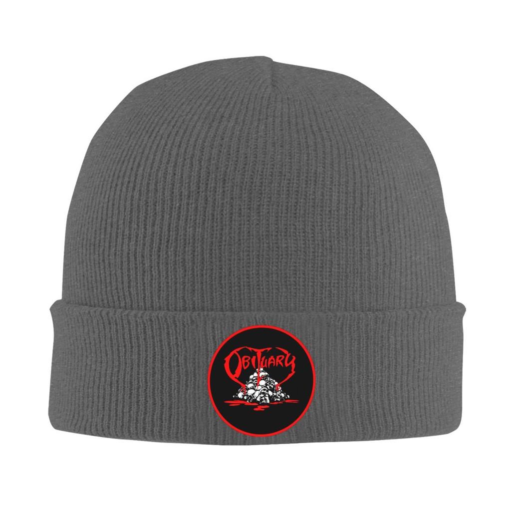 Obituary Band Logo Death Metal Trucker Warm Knitted Cap Hip Hop Bonnet Hat Autumn Winter Outdoor Beanies Hat for Men Women Adult