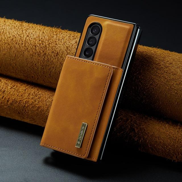 

Кожаный складной чехол с защитой от падения для Samsung Galaxy Z Fold 4 5g Fold4 Fold 3 Fold3, держатель для карт, чехол для мобильного телефона, принципиально for samsung z fold 3 коричневый