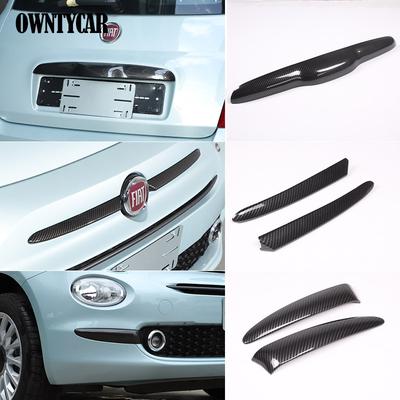 ABS Carbon Fiber/Black For Fiat 500 2010- Car Tailgate Handle Decorative Strip Sticker Car Accessories
