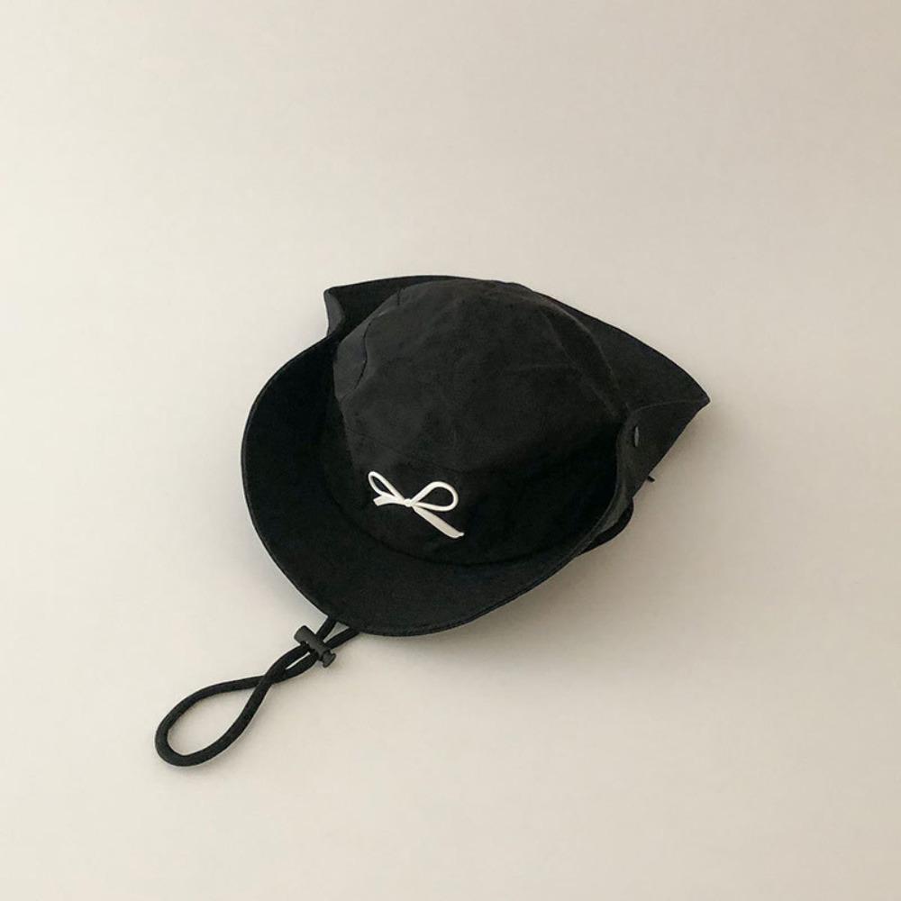 

Летняя детская шляпа-рыбак с вышивкой в виде банта в корейском стиле для девочек