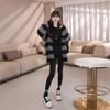 Large size autumn and winter new loose retro lazy style color matching striped sweater knitted cardigan jacket female trend