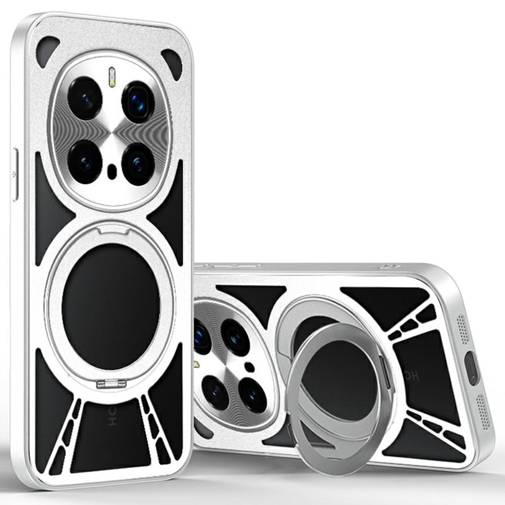 For Honor Magic7 5G Case Magnetic Kickstand Hollow Heat Dissipation Silicone+PC+Metal Bumper Phone Cover