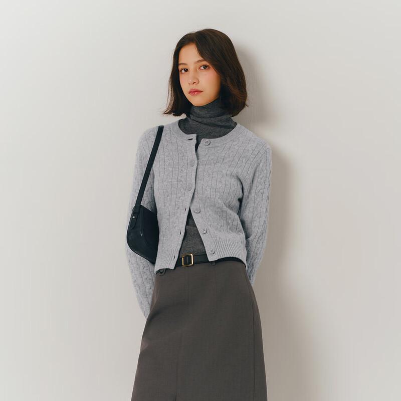 Semir Women's Winter Cable Knit Round Neck Cardigan