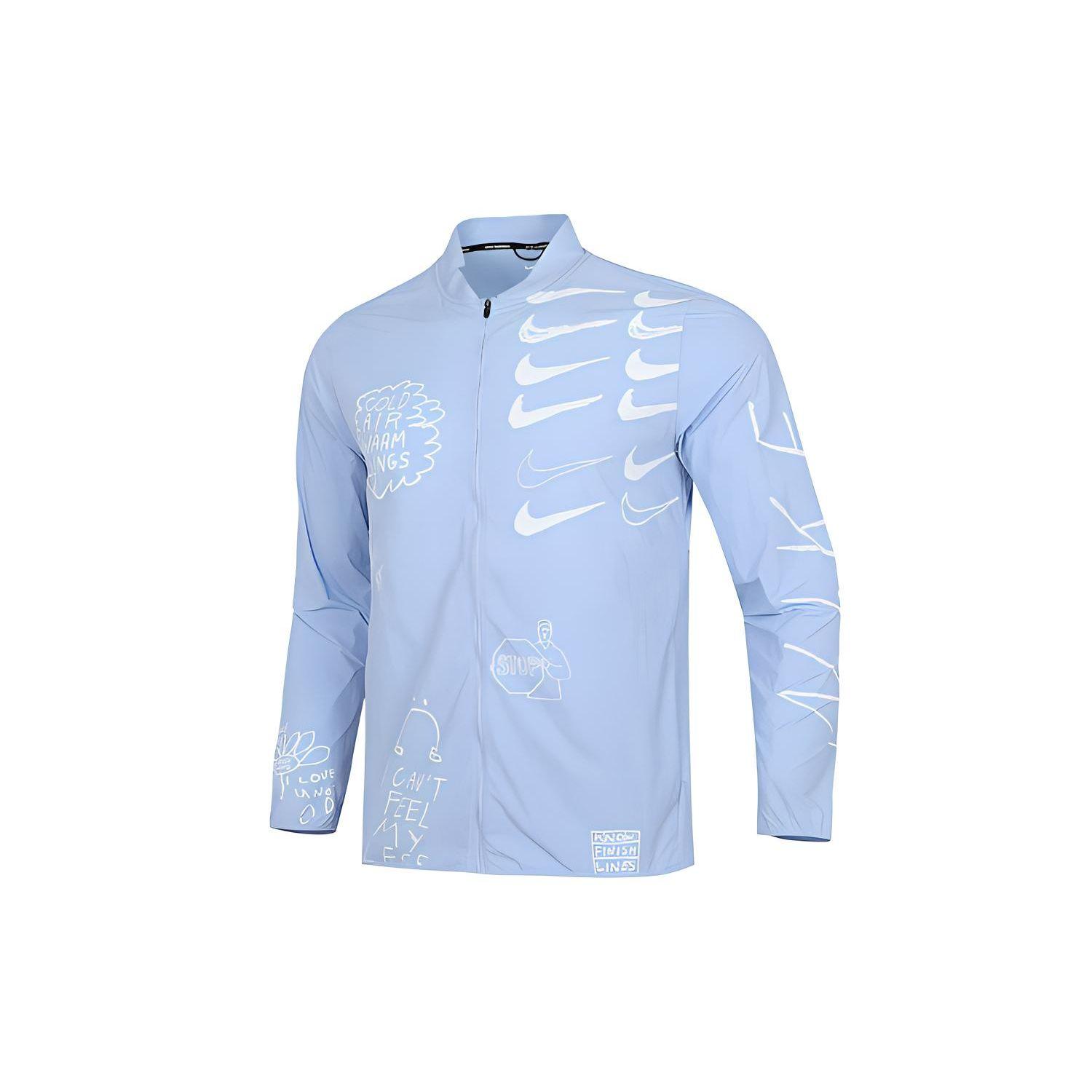 

Мужская куртка для бега с принтом Nike, верхняя одежда небесно-голубая AJ7760-468 XL