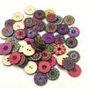 100Pcs Bohemian Style Retro Pattern Round Shape Wooden Buttons Clothing Decor