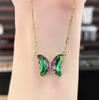 Gradual Change Butterfly Necklace Female Trend Dream Crystal Pendant Collarbone Chain