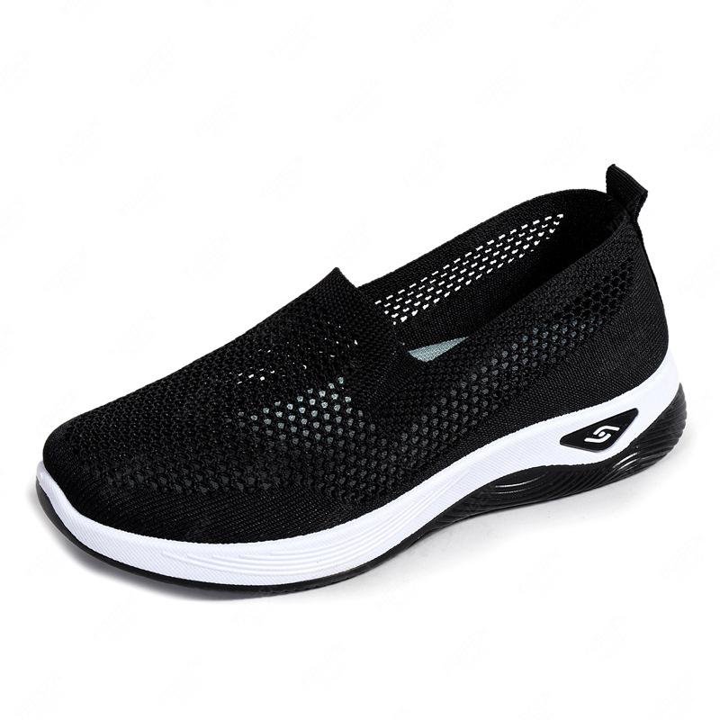 Old Beijing cloth shoes women's summer shallow mouth breathable one-pedal lazy shoes lightweight non-slip soft-soled mother casual sports shoes