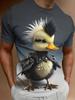 Men's Full-Body Duck Print T-Shirt - Dark Duck Design Short Sleeve Round Neck Casual Top with Duck, Machine Washable Suitable for & Casual Attire,