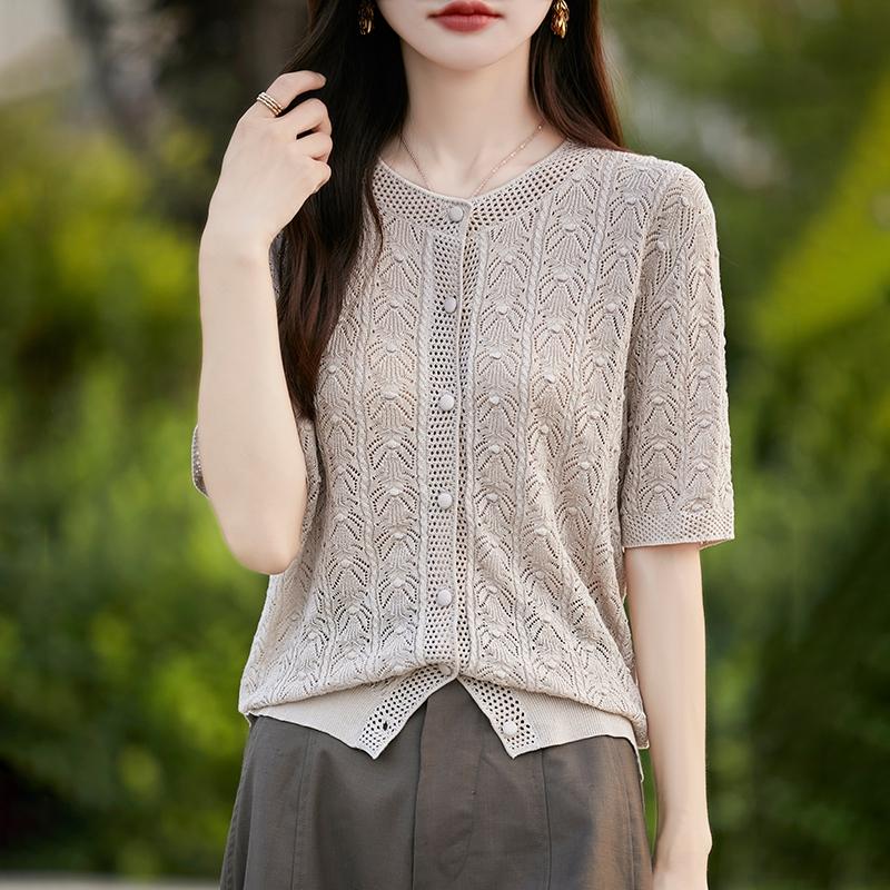 

Женский легкий кардиган из 50% шерсти и 50% шелка Mulberry — универсальный трикотаж на все 4 сезона для комфорта и стиля в любое время года XL коричневый