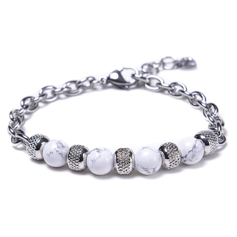 Noter Men Bracelet Stainless Steel Adjustable Chain Link Braslet Natural Tiger Eyes Lava Rock Stone Braclet Gifts For Boyfriend