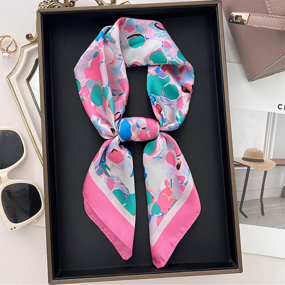 Luxury Print Square Silk Scarfs For Women Decorate Neck Ties Fashion 70*70Cm Kerchief Lady Summer Beach Hijab Female Neckerchief