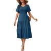 GMXIA Women's Fashion Summer Spring Solid Color Print V-Neck Short Sleeve Casual Dresses