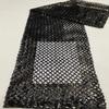91x120cm Luxury Black Lace Fabric Nigerian Bride Sequins High Quality Tulle Fabric For Party Wedding Dress Sewing Sell