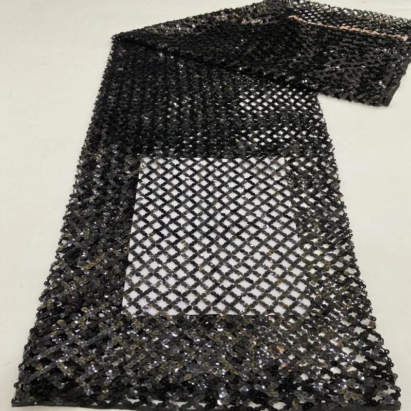 91x120cm Luxury Black Lace Fabric Nigerian Bride Sequins High Quality Tulle Fabric For Party Wedding Dress Sewing Sell