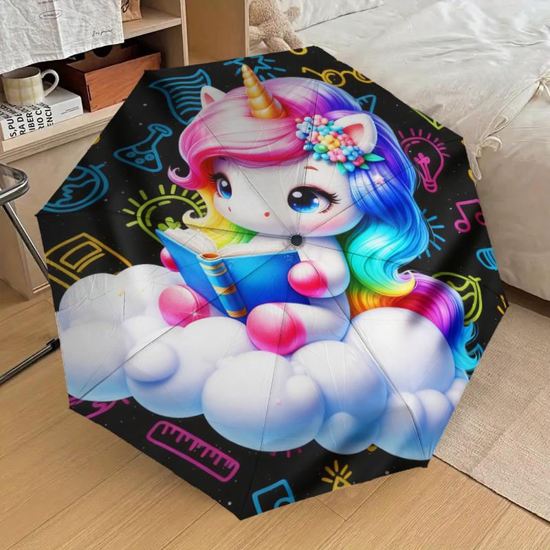 1pc Unicorn Cloud Pattern Umbrella Design Automatic Opening and Closing Umbrella, High-quality Travel Umbrella, c1128030