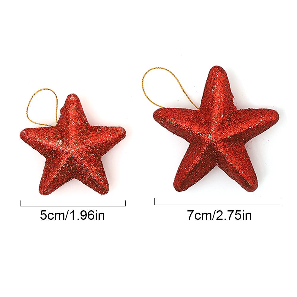12Pcs Colorful Star Hanging Christmas Tree Decorations Pendant for Home Decor DIY  New Year 2025 Party Supplies Gift Accessories