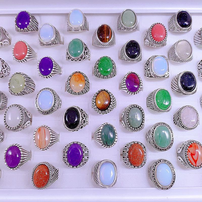 10 шт. Мужское большое кольцо с агатом — фото 5