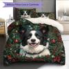 Border Collie Pattern Bedding Home Decoration Birthday Gift (1 * duvet cover + 2 * pillowcase, without core)