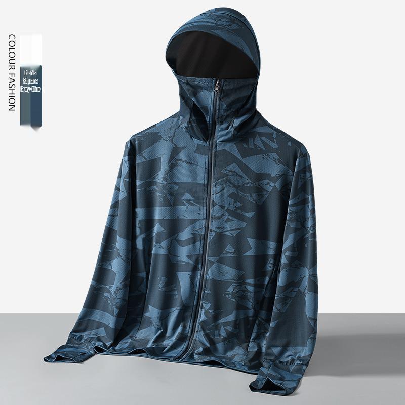 Herren Plus Size Eis-Seiden-Netz UV-Schutz Camouflage Sommerjacke