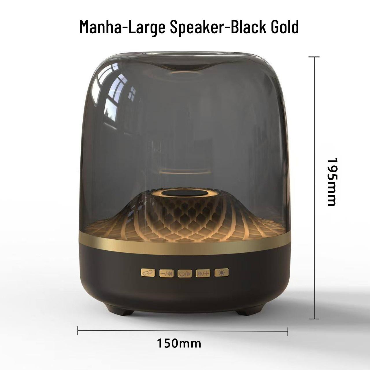 

Large Black Gold Wireless Bluetooth Outdoor Smart Speaker with Subwoofer and Card Slot.