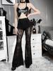 Summer Women's Pants Sexy Perspective Flared Pants Women's Streetwear Retro Lace Pants